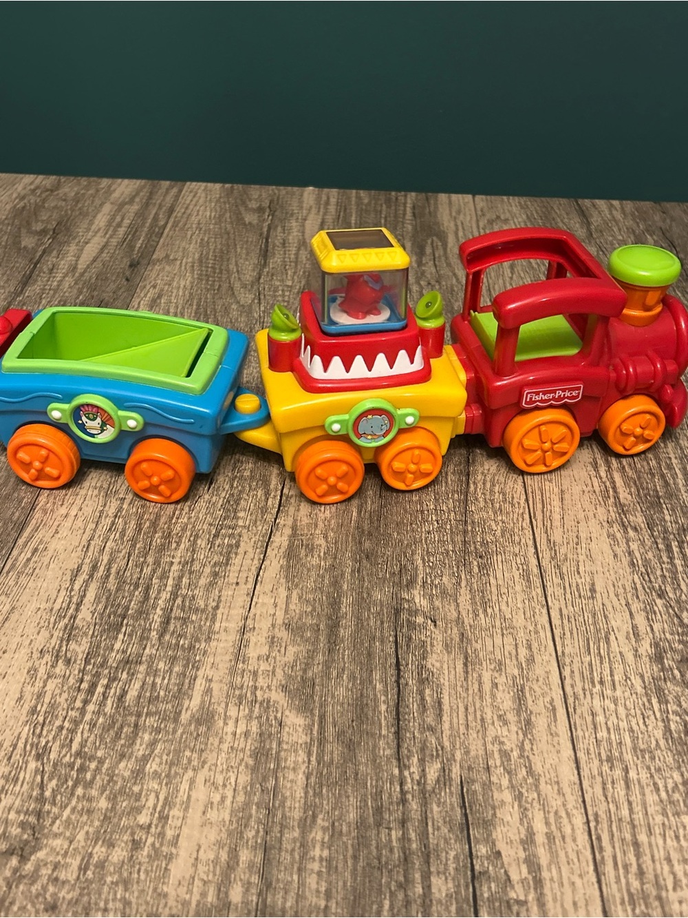 Vintage Fisher-Price Peek-a-Blocks Press & Go Circus Train Toy with 1 Block